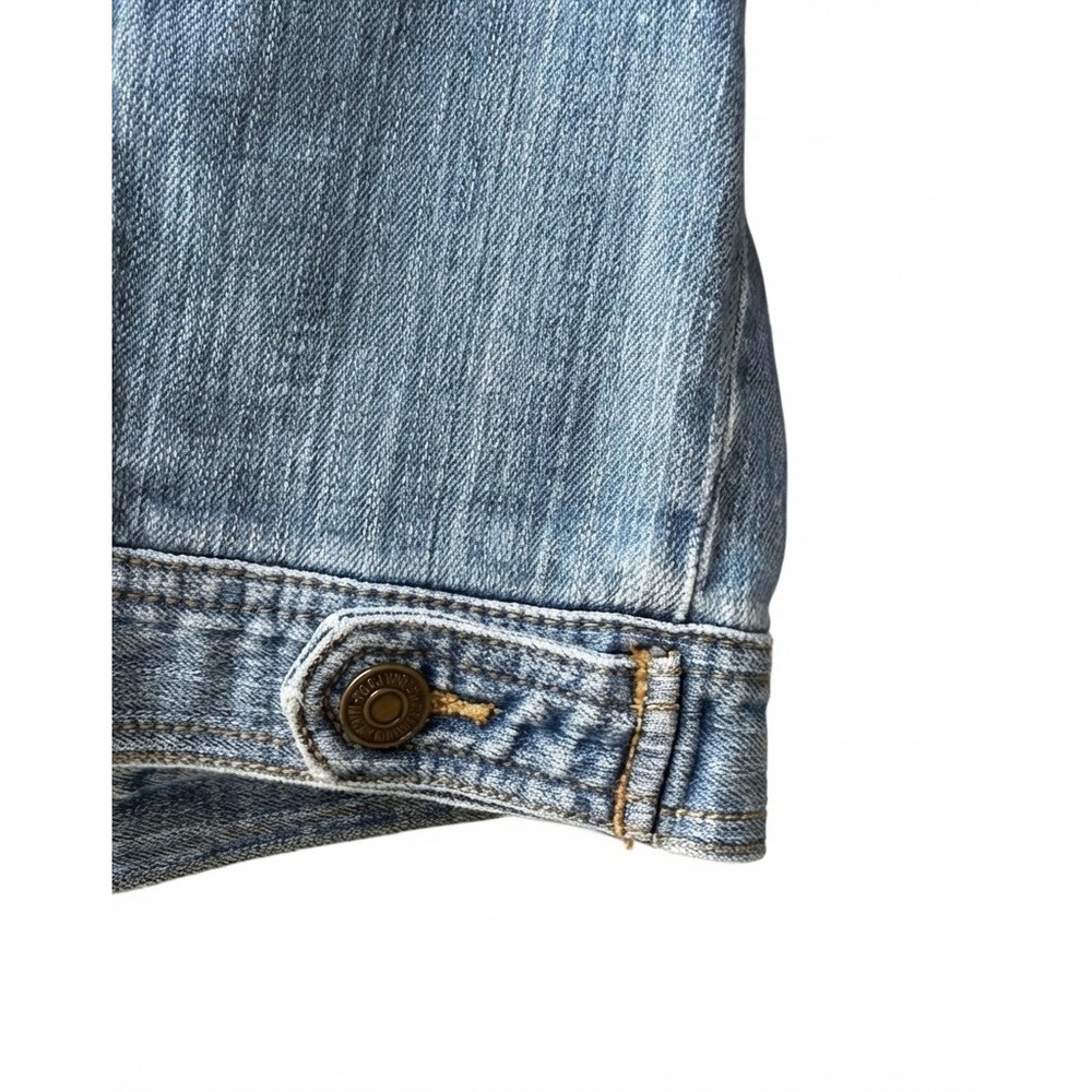 Forever 21 Womens Light Wash Denim Trucker Blue Jean Jacket Long Sleeve Small - Picture 5 of 9